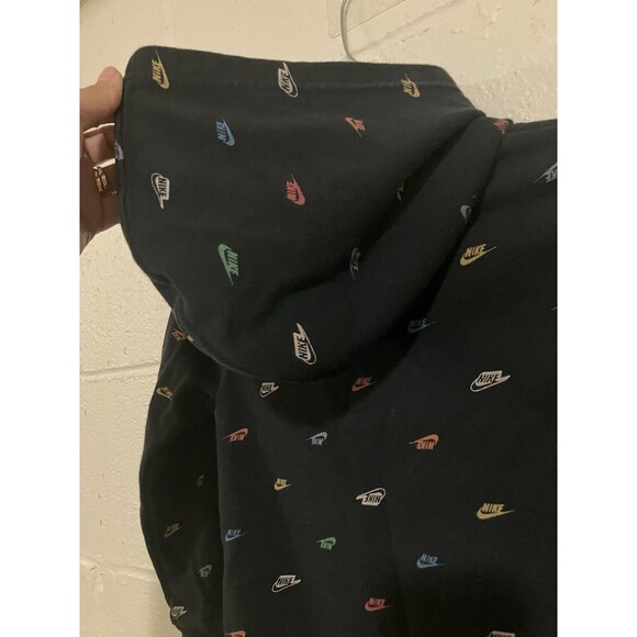 Nike Hoodie Sweater Black Spell Out All Over Print Unisex Size Small (4-5 Years) - Picture 7 of 8